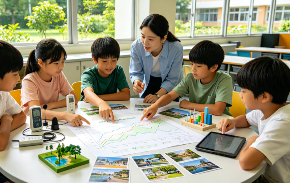 學生在現代課室內專注上課
